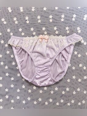 US-S Japanese tutu anna Cute Bow Embroidery Ruffle Shiny Tricot Nylon Panties